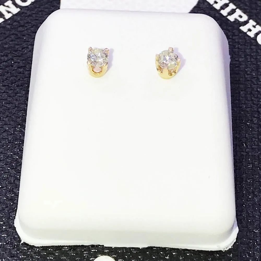 Round Cut Stud Diamond Earrings .20cttw 14K Yellow Gold