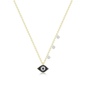 Sapphire Evil Eye Necklace Diamond Bezel Accents