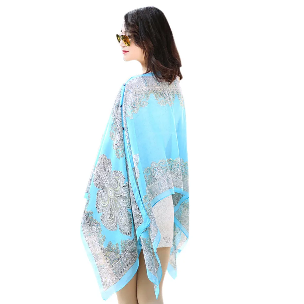 Scarf From India poncho Beach Shawls and Scarves Women Casual Chiffon Sunscreen HighQuality Big Size Printed Silk Scarfs