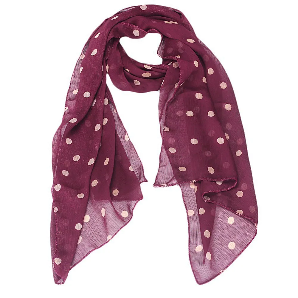 scarf Outdoor Women Long Wrap Shawl Polka Dot Chiffon Scarf Casual Scarves Stole Promotion Price