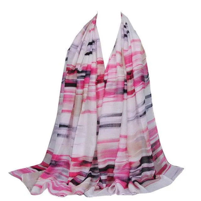 Scarf Winter Women Color Stripe Soft Wrap Scarf Ladies Office Winter Scarves Ponchos And Capes#A912 SM6