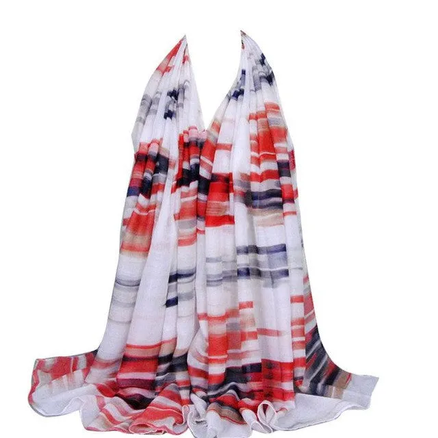 Scarf Winter Women Color Stripe Soft Wrap Scarf Ladies Office Winter Scarves Ponchos And Capes#A912 SM6