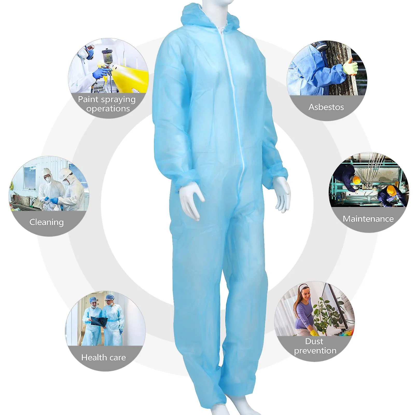 Security Protection Clothes Coverall Dust-Proof Clothing Protective Coverall Blue