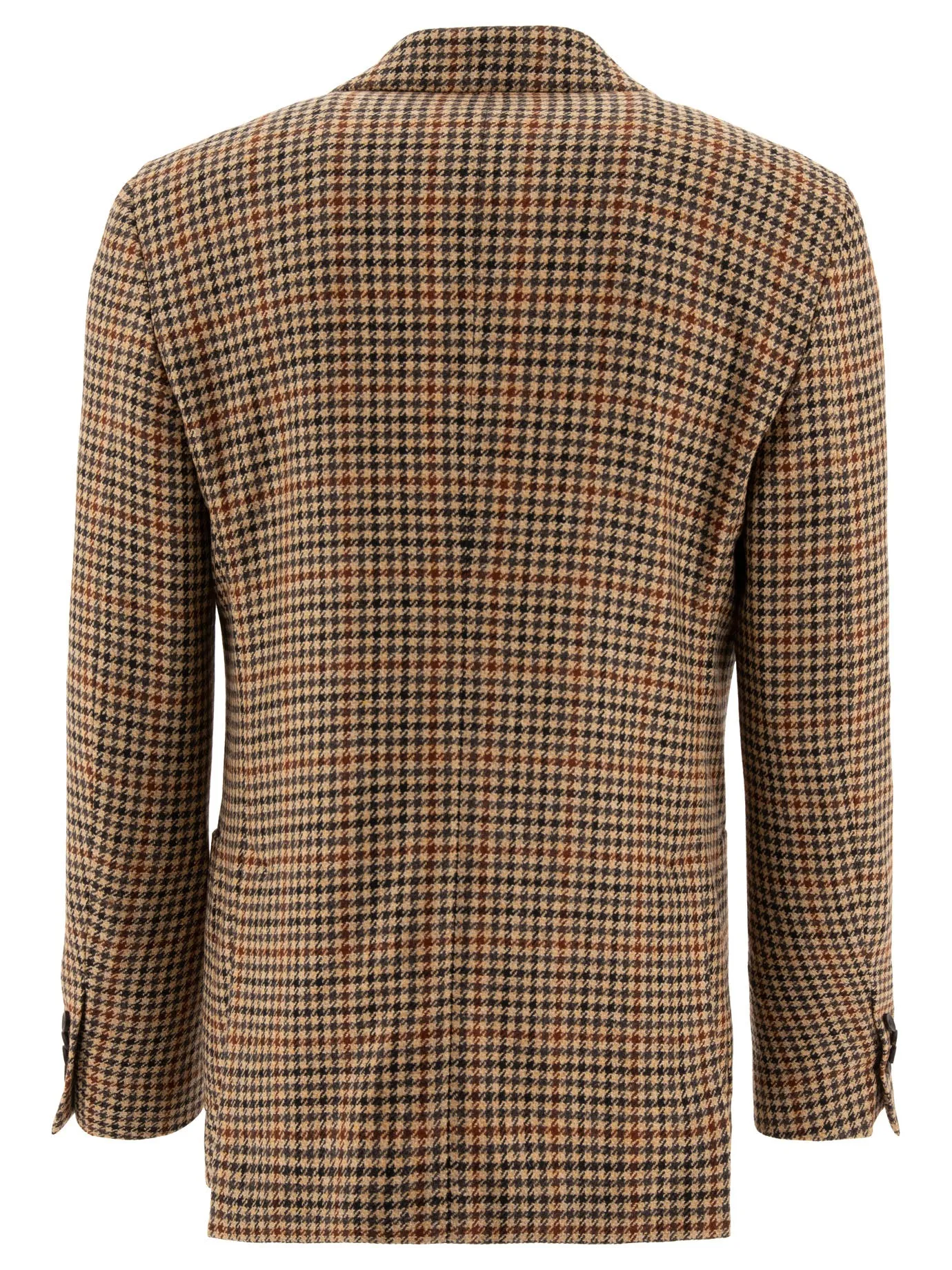 Single-Breasted Houndstooth Blazer Jackets Beige