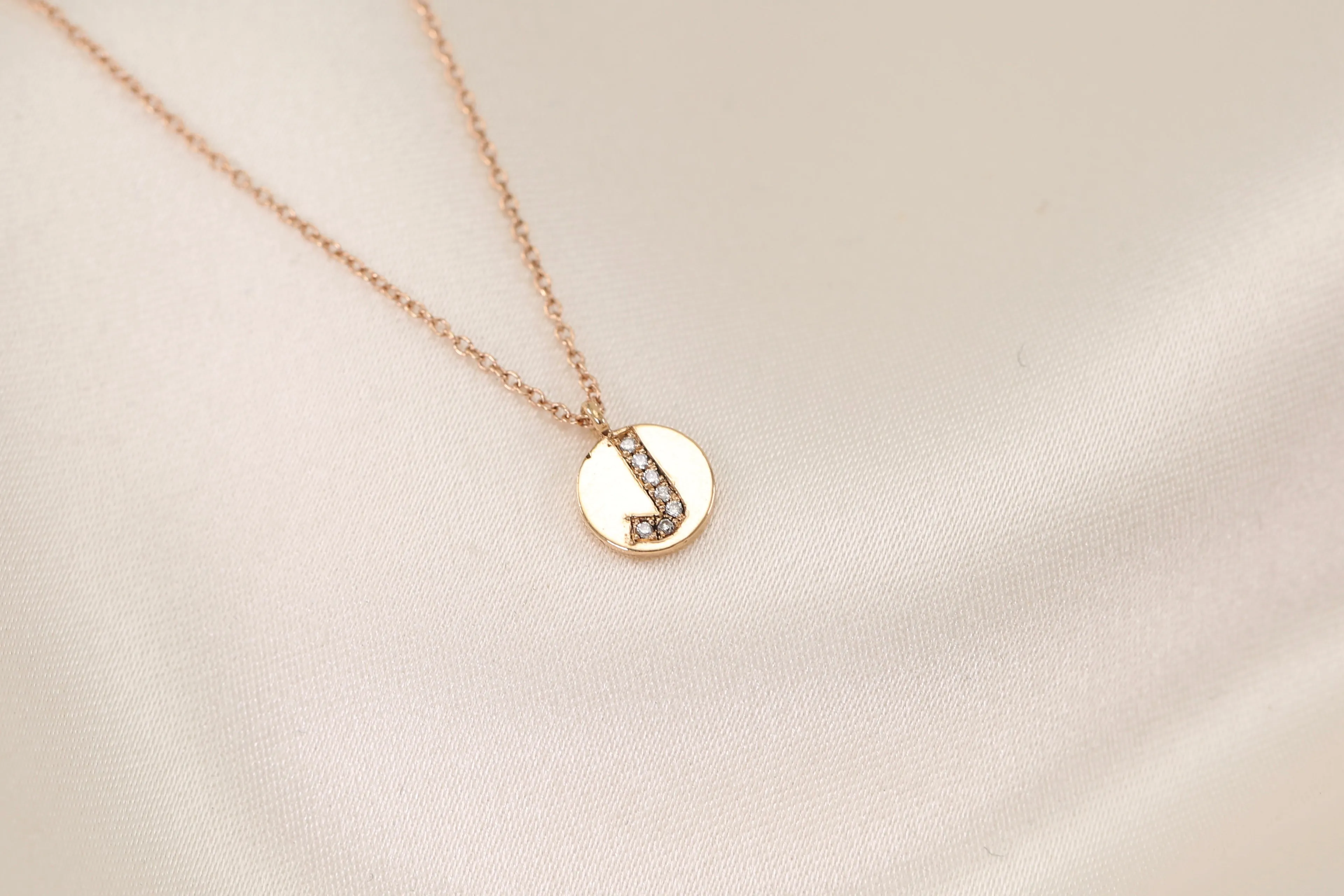 Small Initial Disc Diamond Necklace