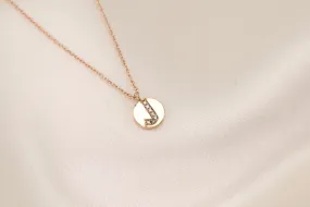 Small Initial Disc Diamond Necklace