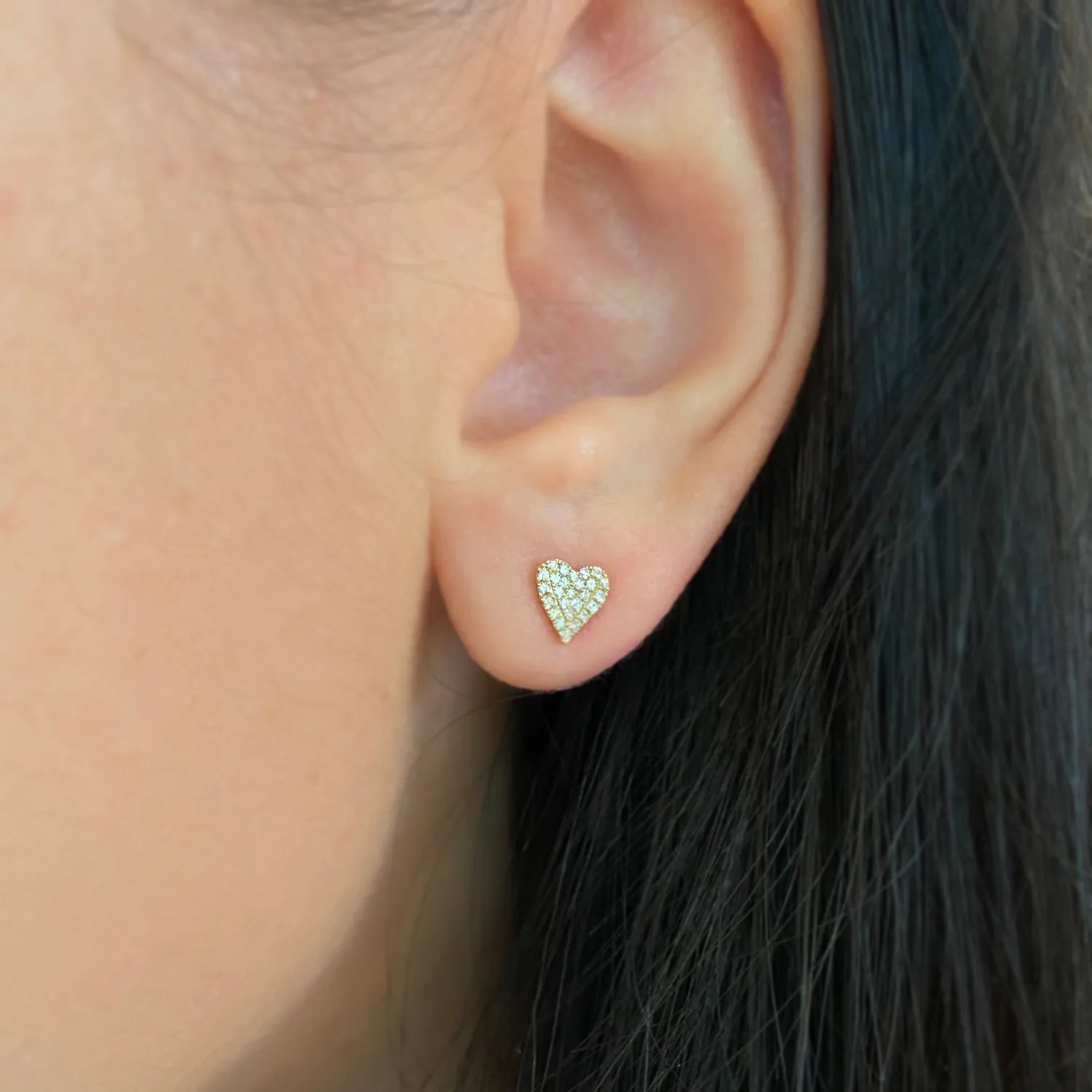 Solid Heart Diamond Studs