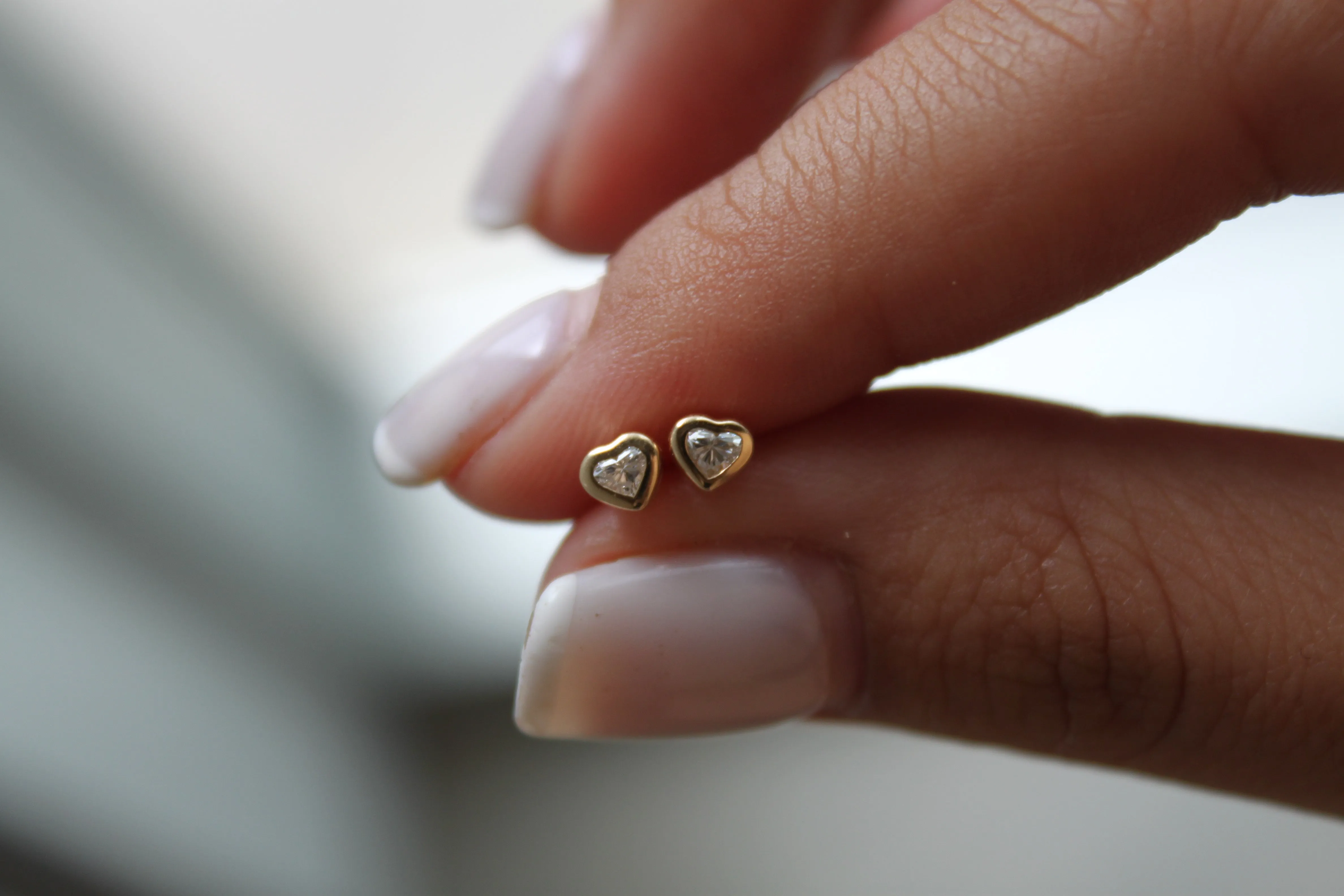 Sparkling Diamond Heart Stud Earrings