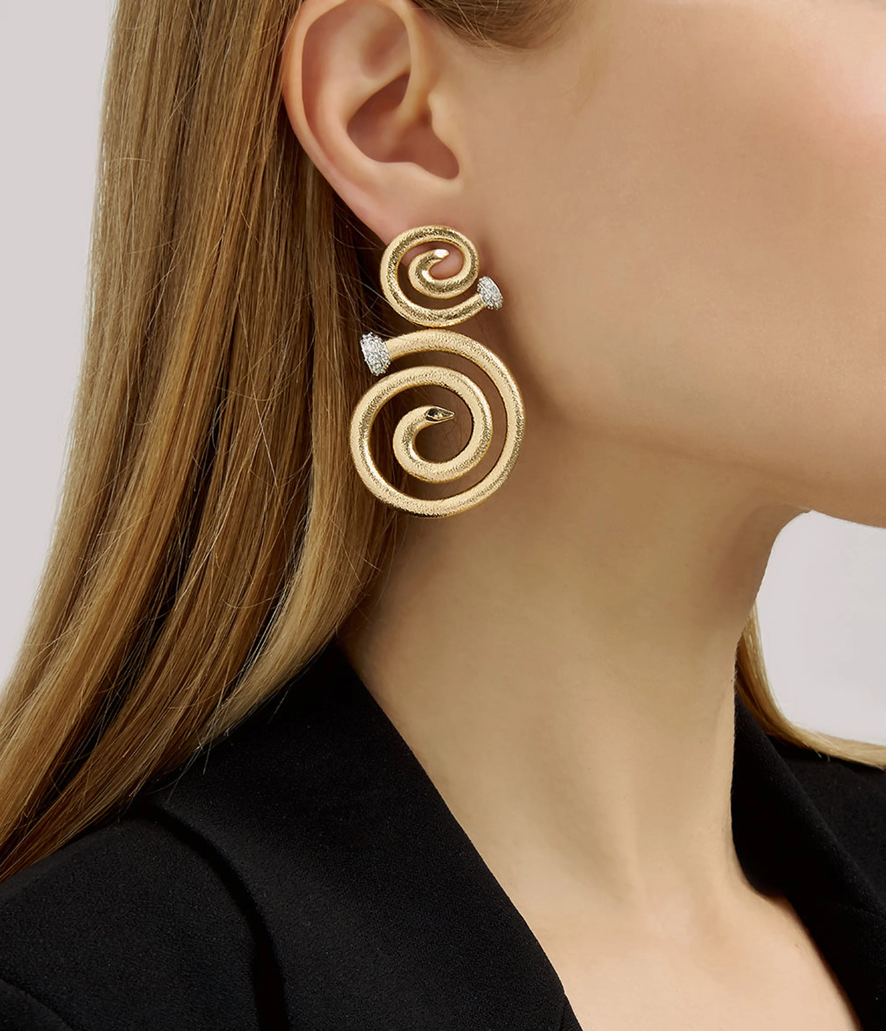 Spiral Nail Earrings, Diamond