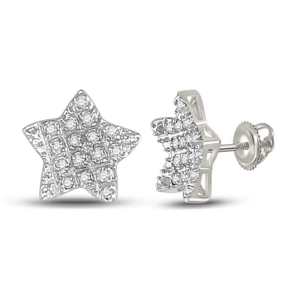 Star Edgeless Micro Pave Diamond Earrings 10K Gold