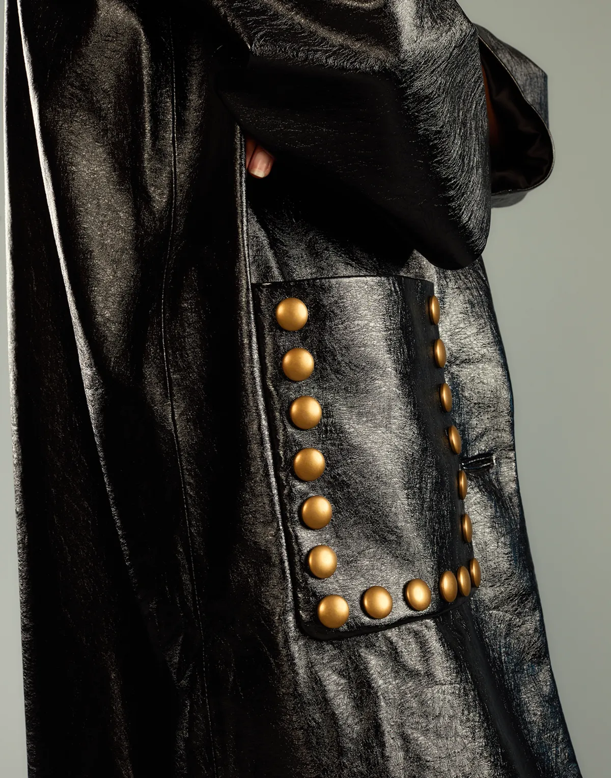 Studded Vegan Leather Coat