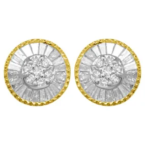 Sunburst Baguette Diamond Earrings 1.00cttw 10K Yellow Gold