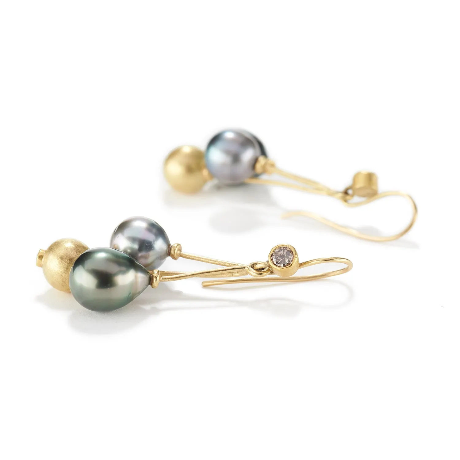 Tahitian Pearl and Diamond Earrings