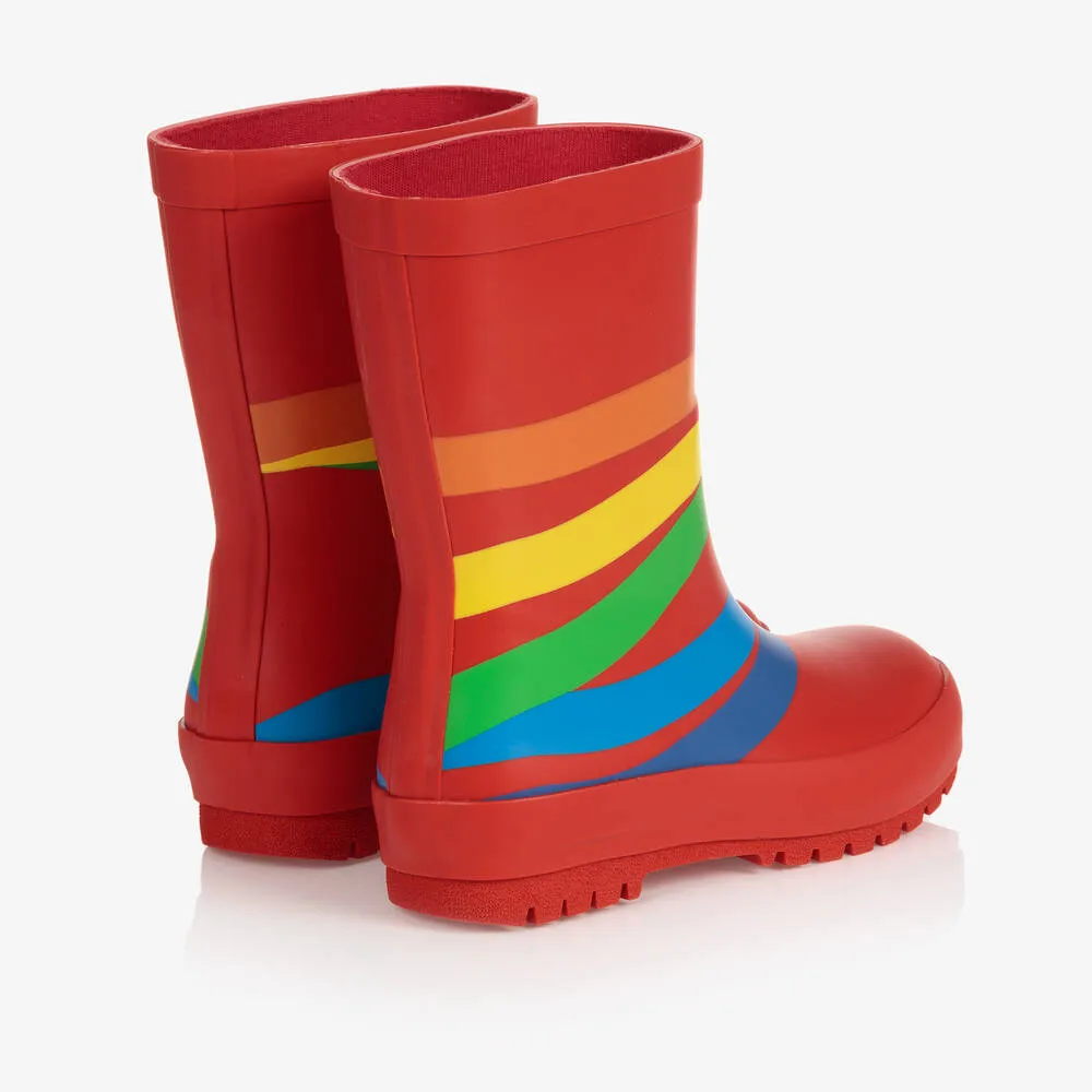 Teen Boys Red Rainbow Rain Boots