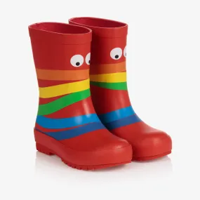 Teen Boys Red Rainbow Rain Boots