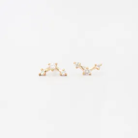 Three-Step Point White Diamond Earrings