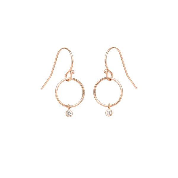 Tiny Circle Drop & Dangling Diamond Earrings