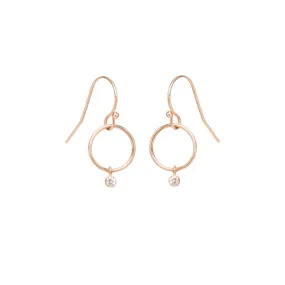 Tiny Circle Drop & Dangling Diamond Earrings