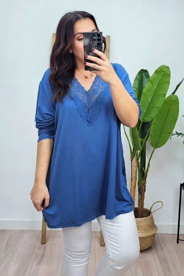 Top Encaje Azul