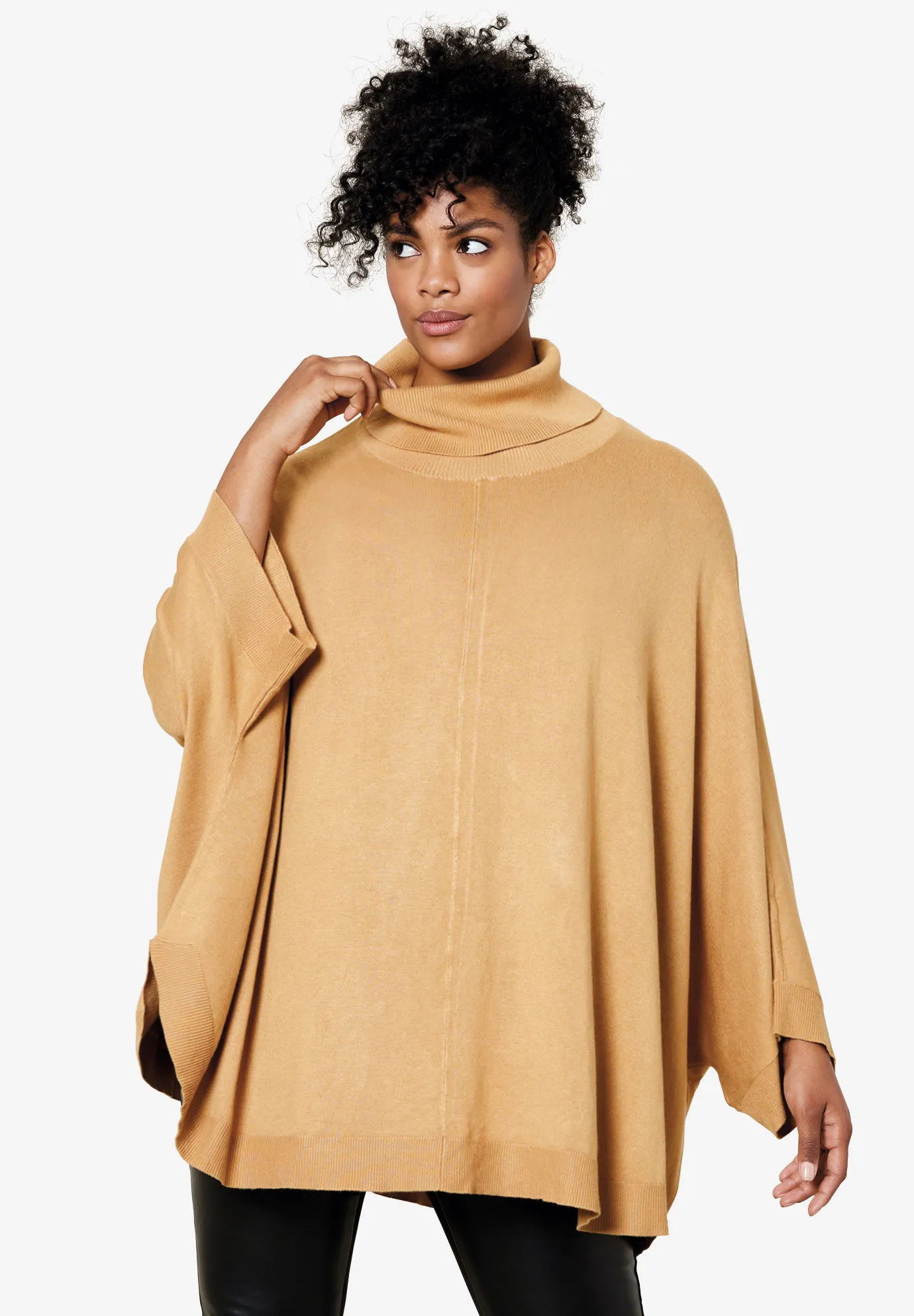 Turtleneck Poncho Sweater