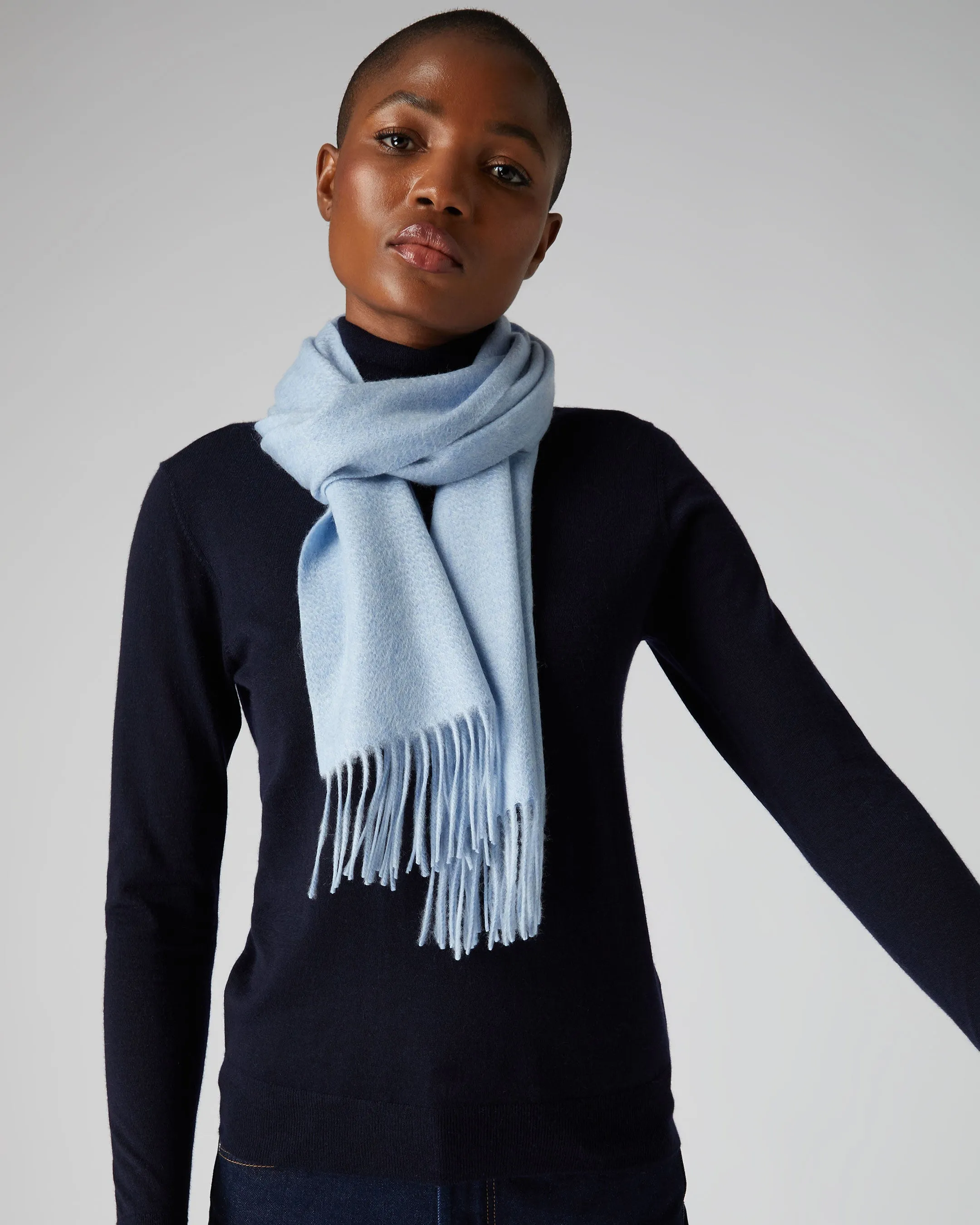 Unisex Woven Cashmere Scarf Cornflower Blue