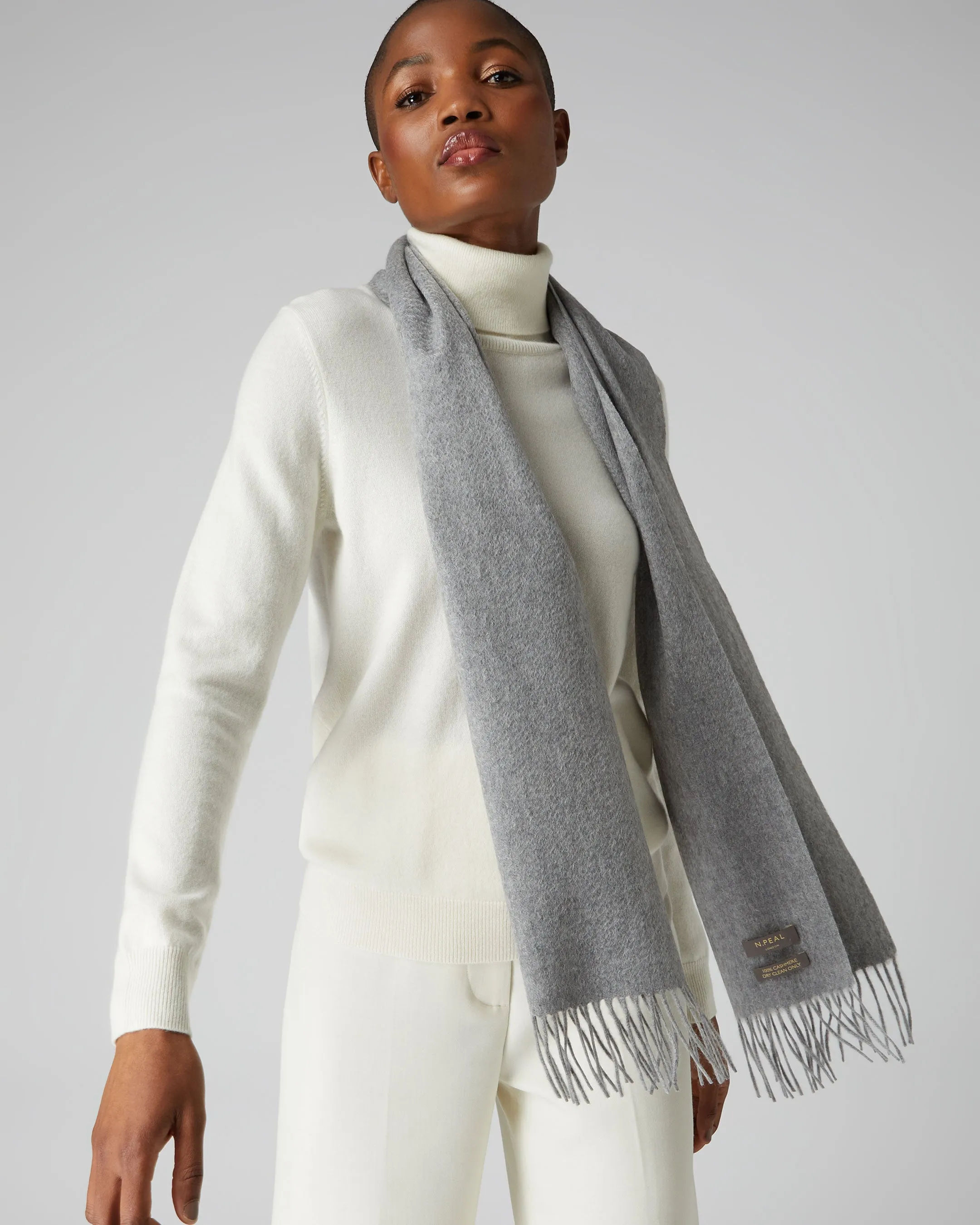 Unisex Woven Cashmere Scarf Flannel Grey