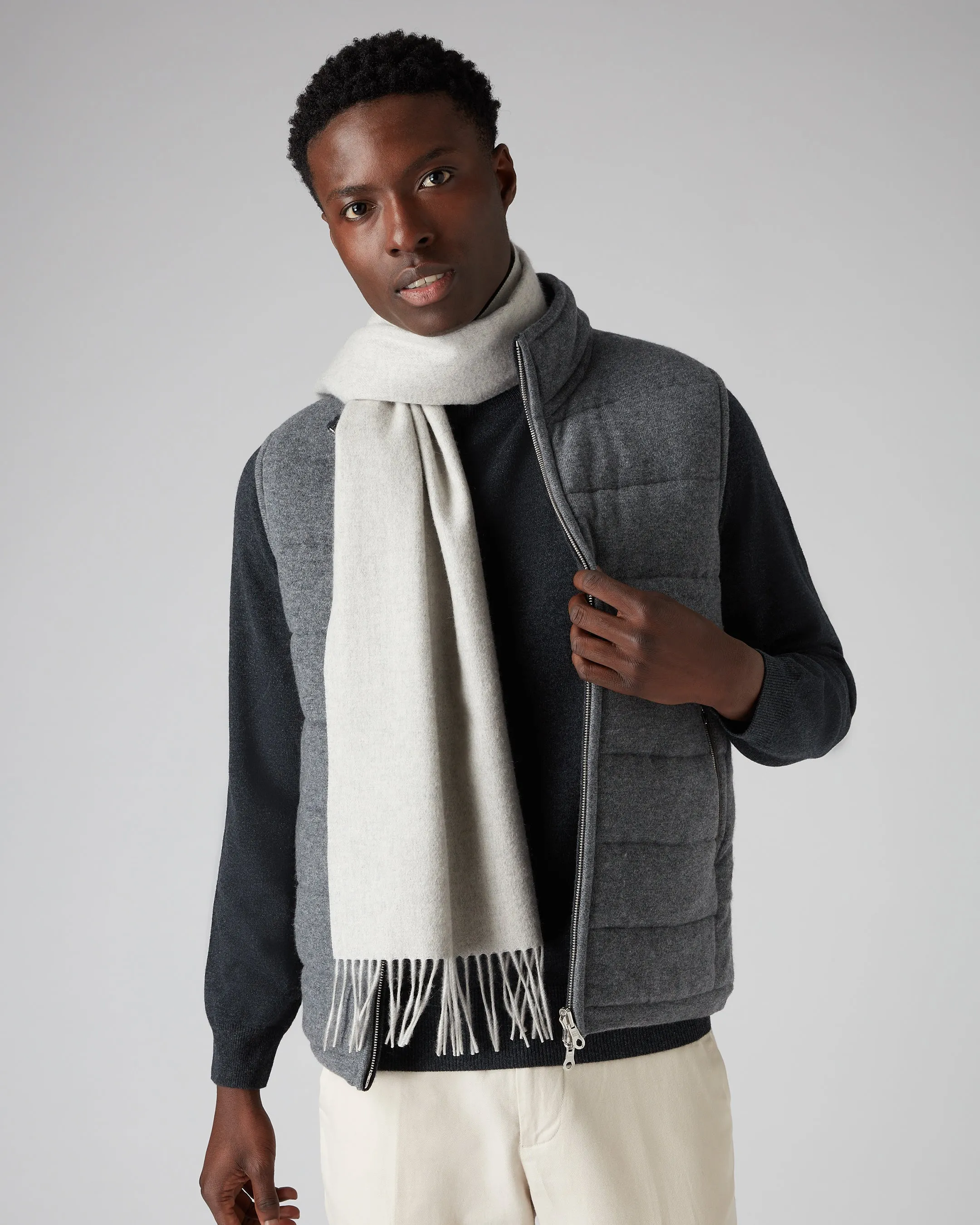 Unisex Woven Cashmere Scarf Flannel Grey