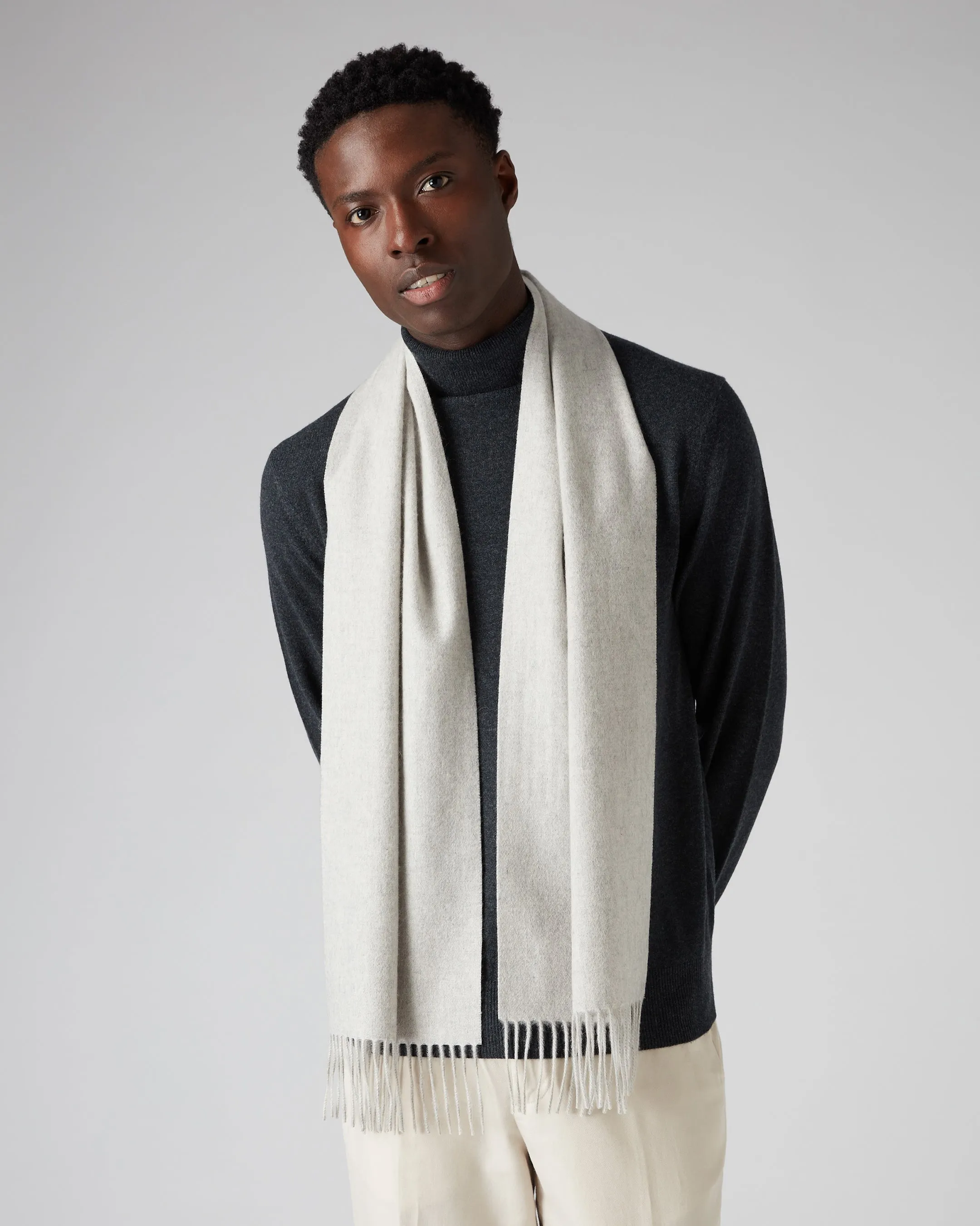 Unisex Woven Cashmere Scarf Flannel Grey