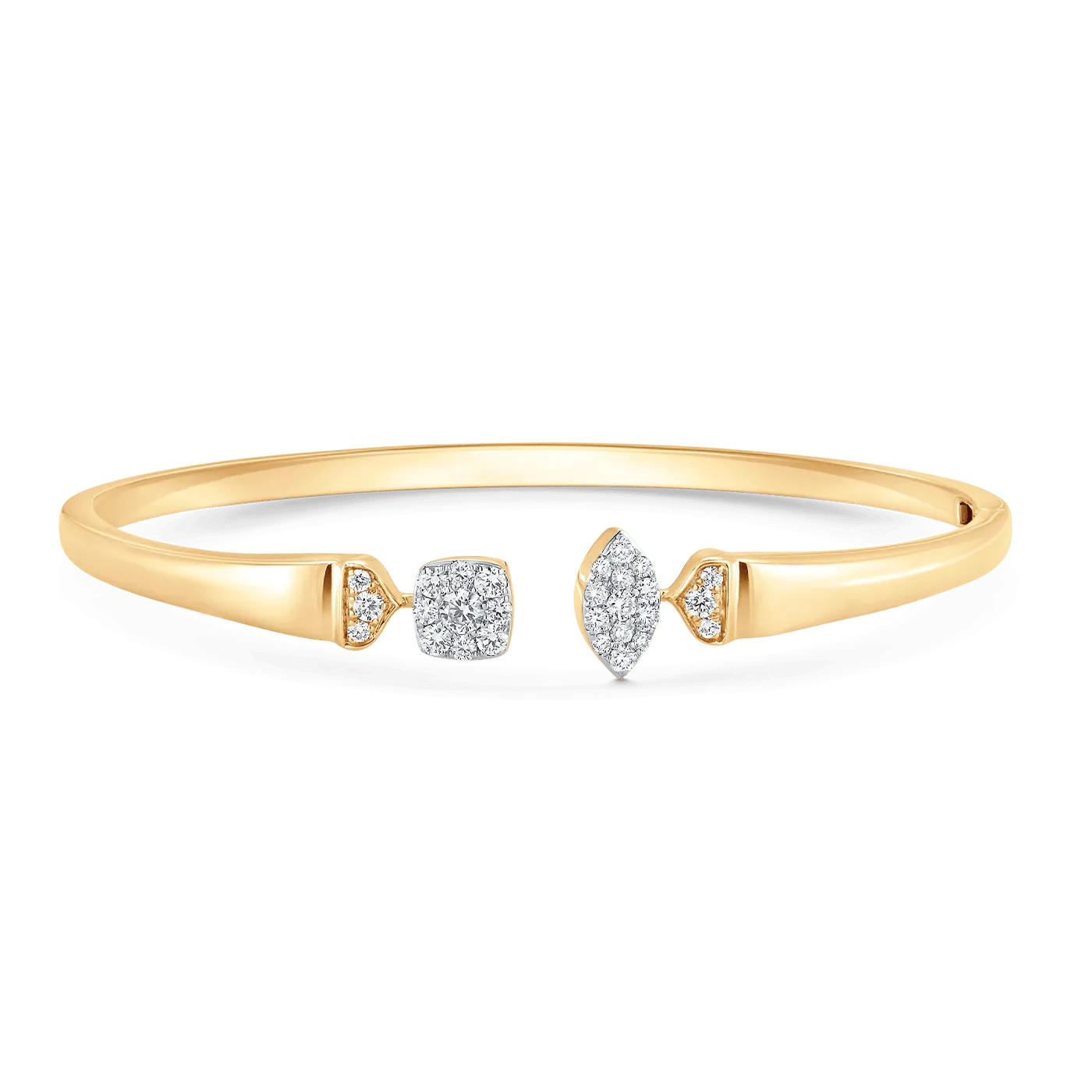 Unity Reverie Gold and Marquise and Cushion Diamond Bangle Cuff