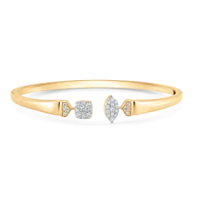 Unity Reverie Gold and Marquise and Cushion Diamond Bangle Cuff