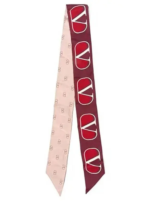 V Logo Signature Silk Scarf Red