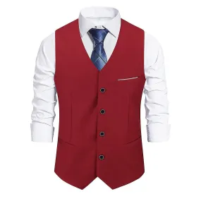 VAWAN Men's Vest, Solid Color Business Wedding Slim Suit Vest