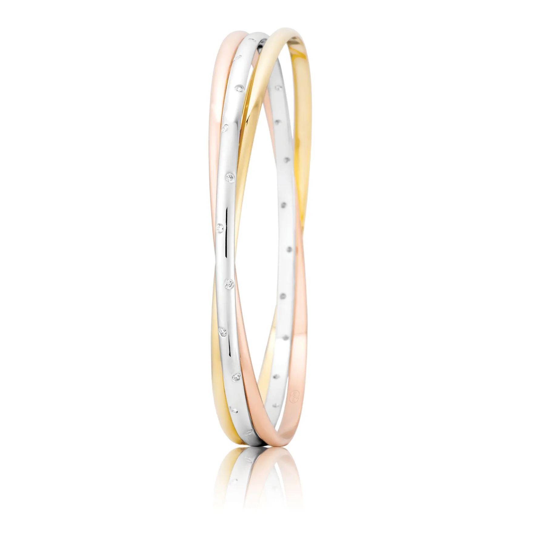 White, Rose and Yellow Gold Galaxy Diamond Bangle