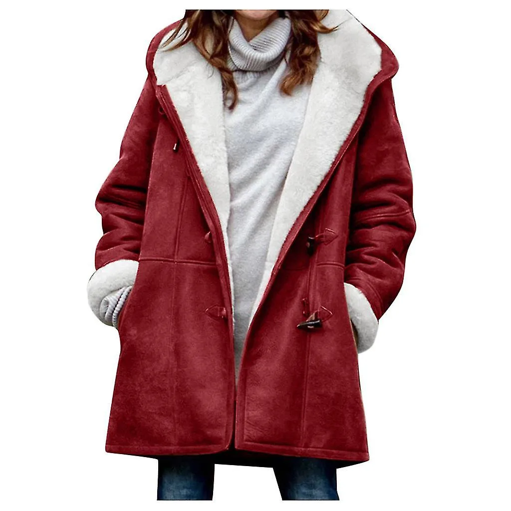 Women Hooded Jackets Winter Warm Solid Thicken Jackets Long Sleeve