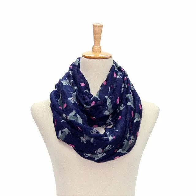 Women Ladies Puppy Pattern Print Voile Wrap Lady Ring Scarf Soft Comfort Winter And Autumn's Best Choice to you #108 SM6