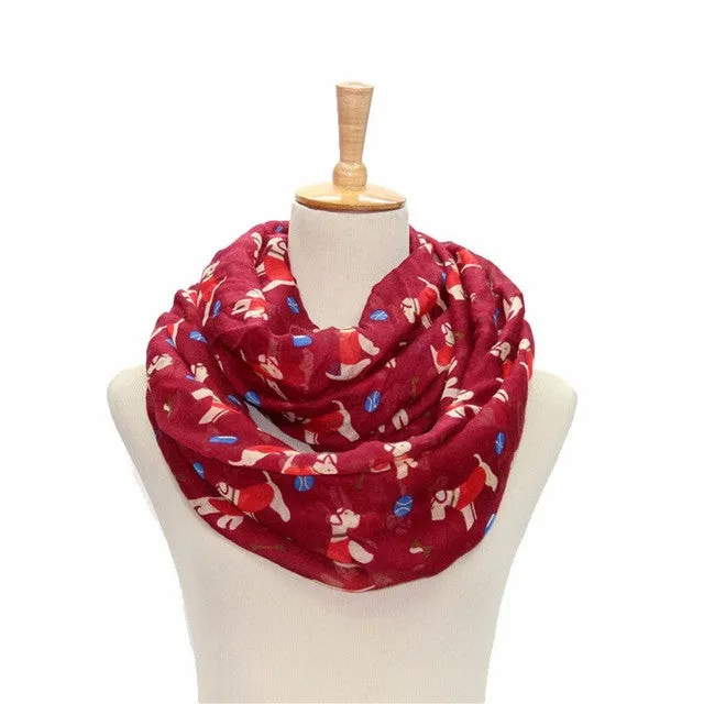 Women Ladies Puppy Pattern Print Voile Wrap Lady Ring Scarf Soft Comfort Winter And Autumn's Best Choice to you #108 SM6