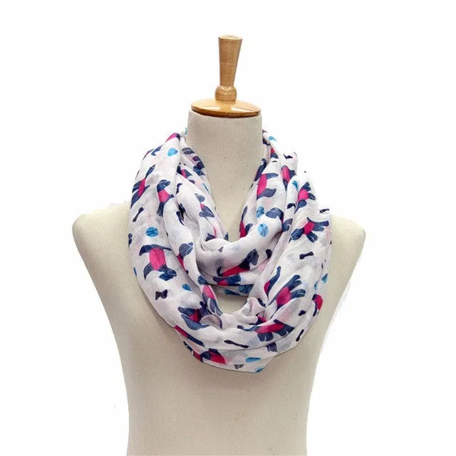 Women Ladies Puppy Pattern Print Voile Wrap Lady Ring Scarf Soft Comfort Winter And Autumn's Best Choice to you #108 SM6