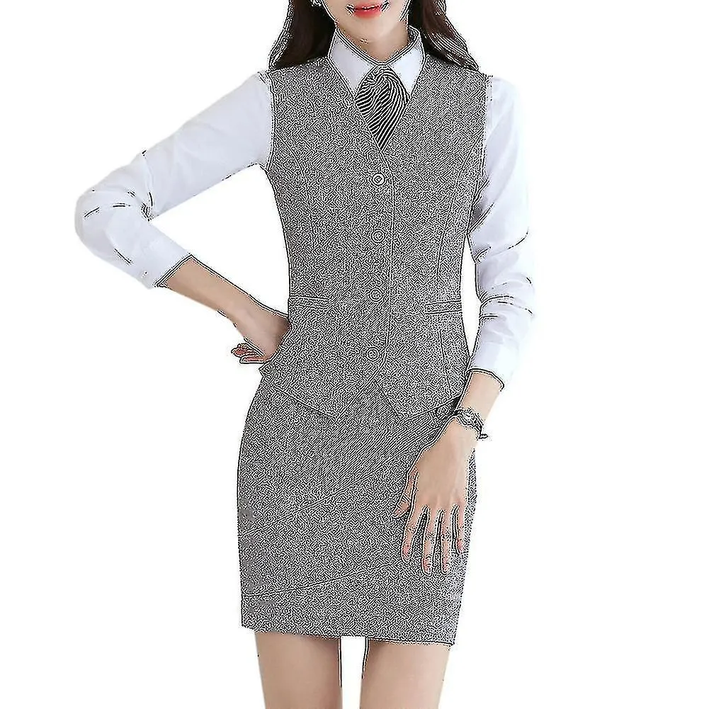 Women's Business V-neck Formal Vest Office Ladies Solid Color Vest