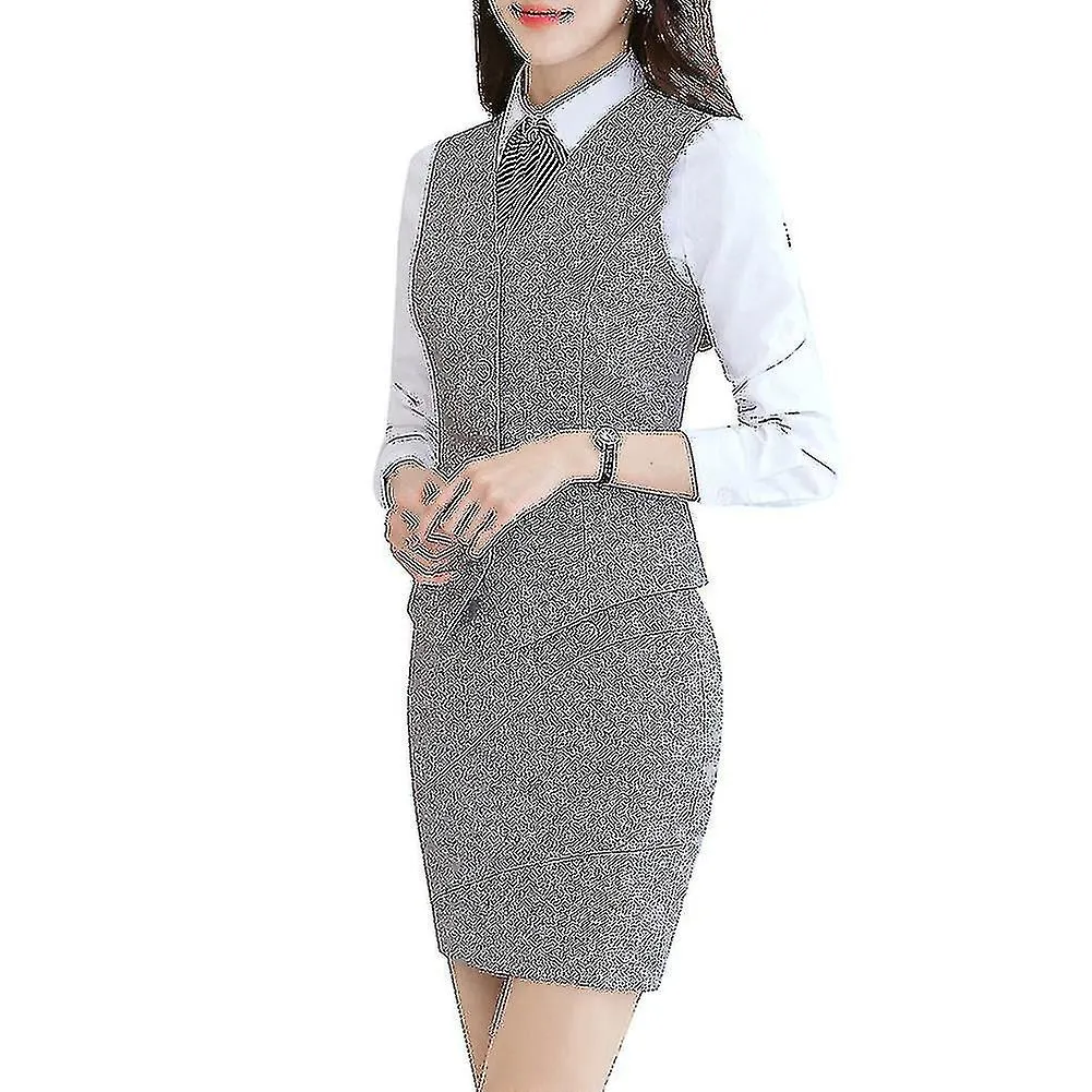 Women's Business V-neck Formal Vest Office Ladies Solid Color Vest