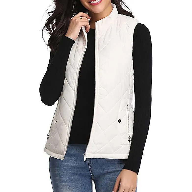 Women's Quilted Zip Vest, Sleeveless Jacket Vest