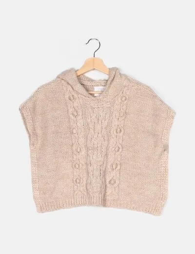 Zara Poncho beige punto