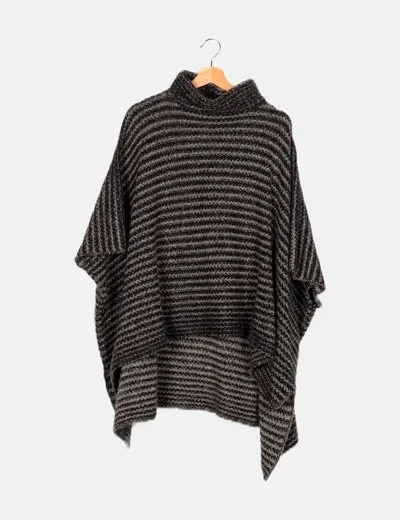 Zara Poncho gris jaspeado